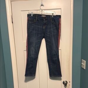 Women's Blue Jeans with Red Stripe